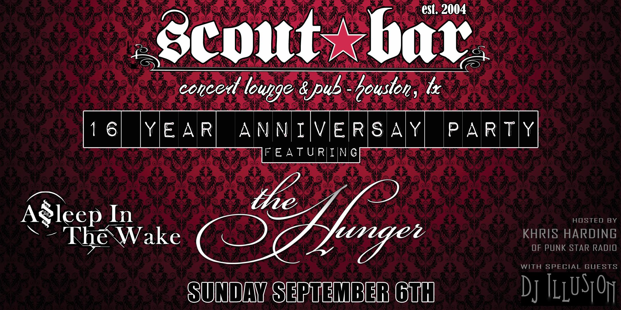 Scout Bar 16 Year Anniversary party featuring The Hunger and more