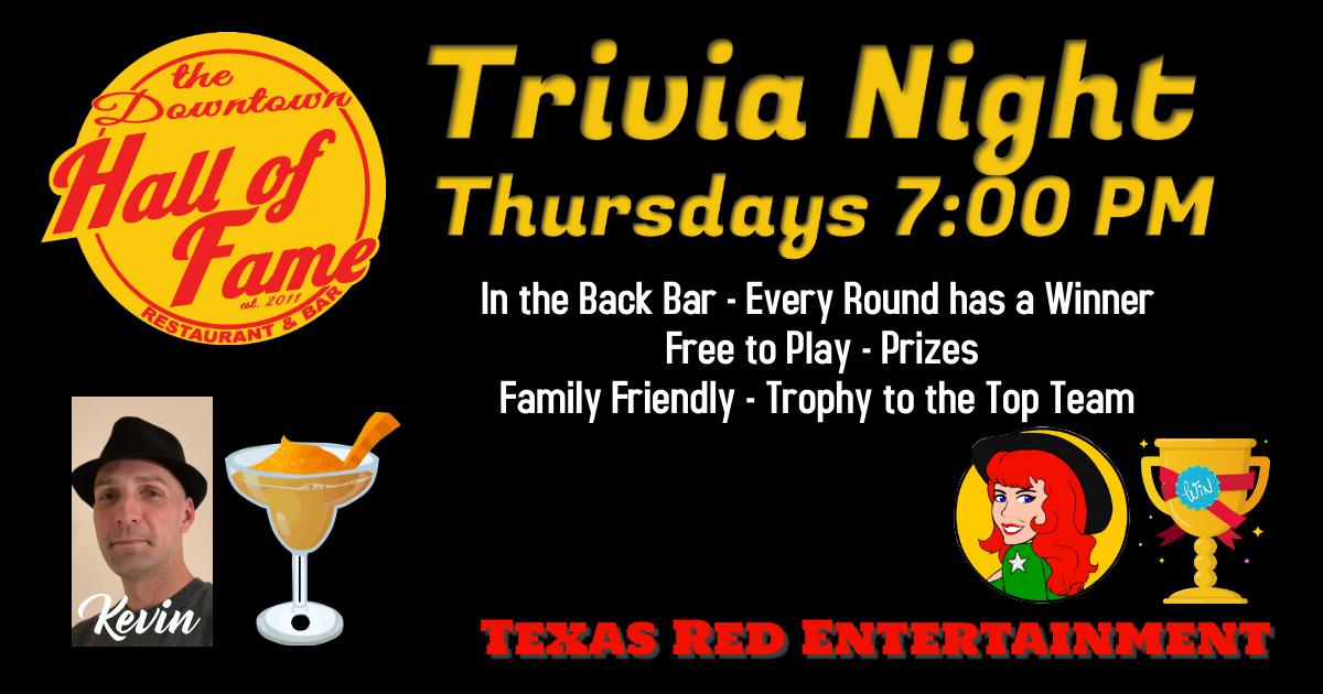 Trivia Night - Downtown Hall of Fame, Hutto, Texas - Free to Play