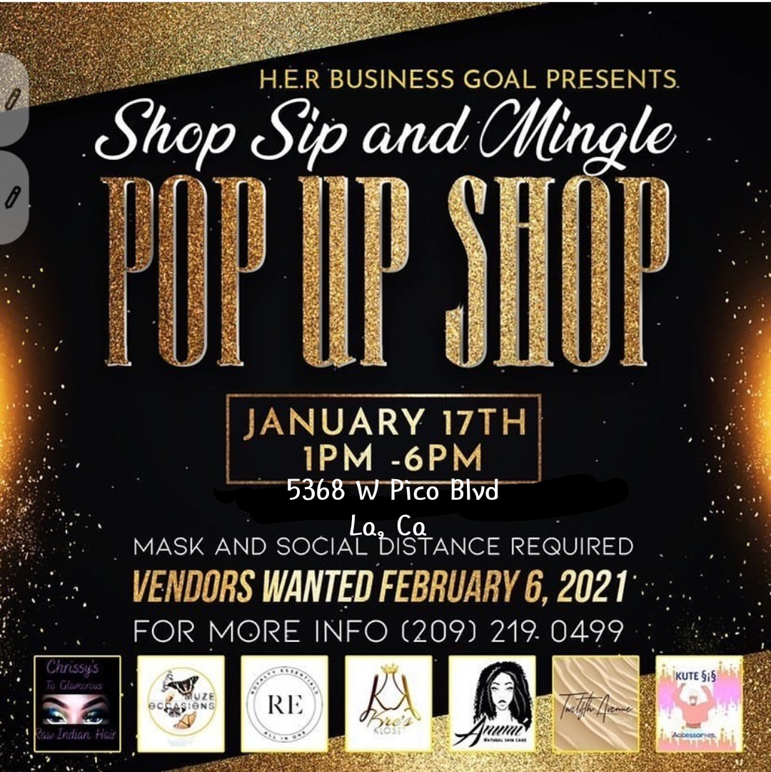 Pop up shop sip and mingle