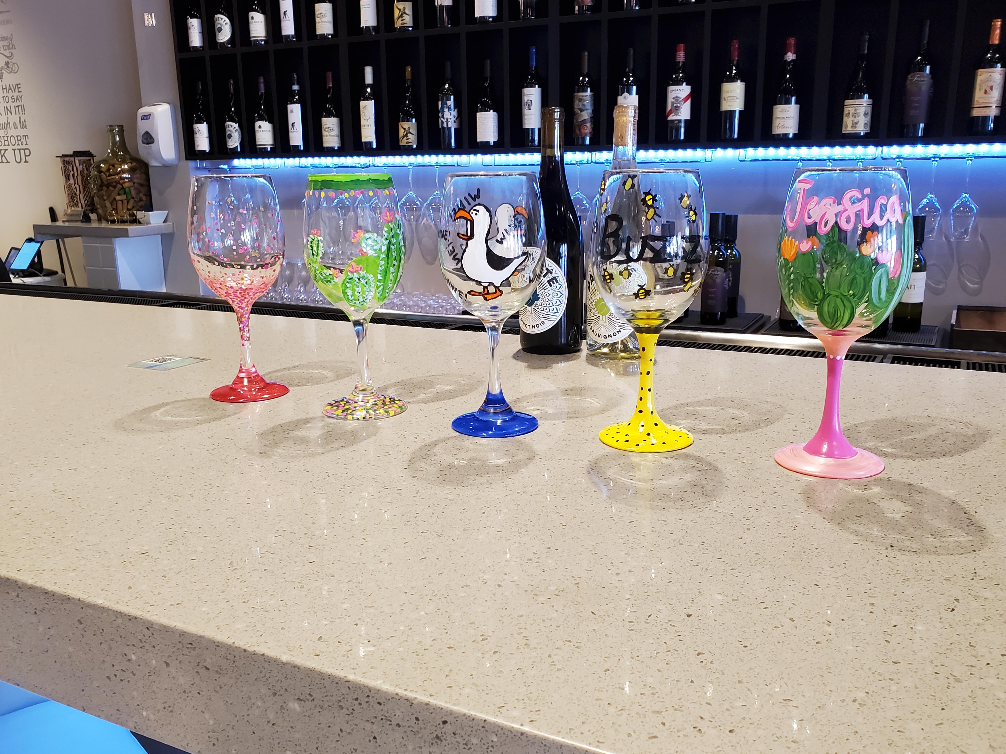 Jolly Wine Glass Painting Class at Peacock Wine Bar - Family