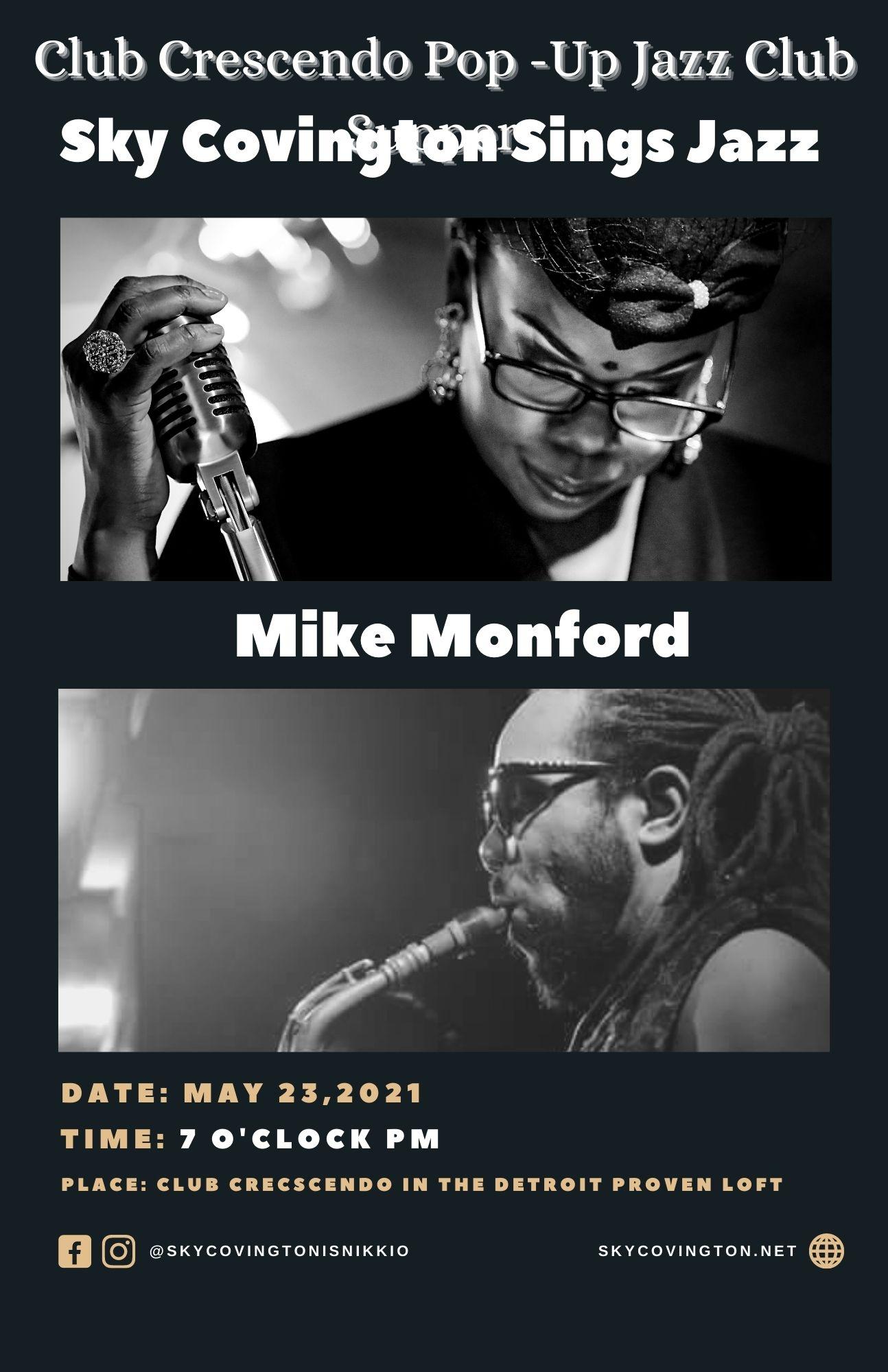 Saxophonist Mike Monford in Concert at Club Crescendo Pop Up Supper Club