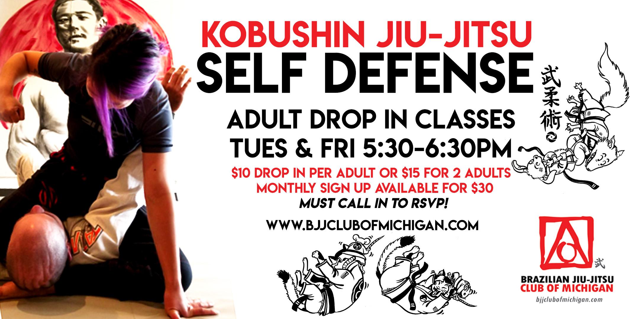 Drop in Self Defense Classes at the BJJ Club of Michigan