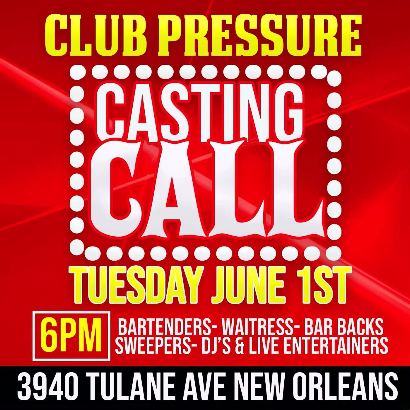 CLUB PRESSURE CASTING CALL - 1 JUN 2021