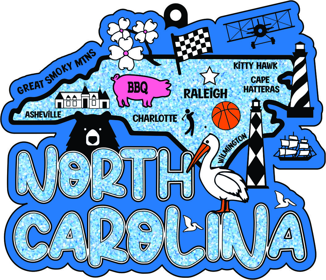 2021 Race Thru North Carolina 5K 10K 13.1 26.2-Participate from Home Save$5