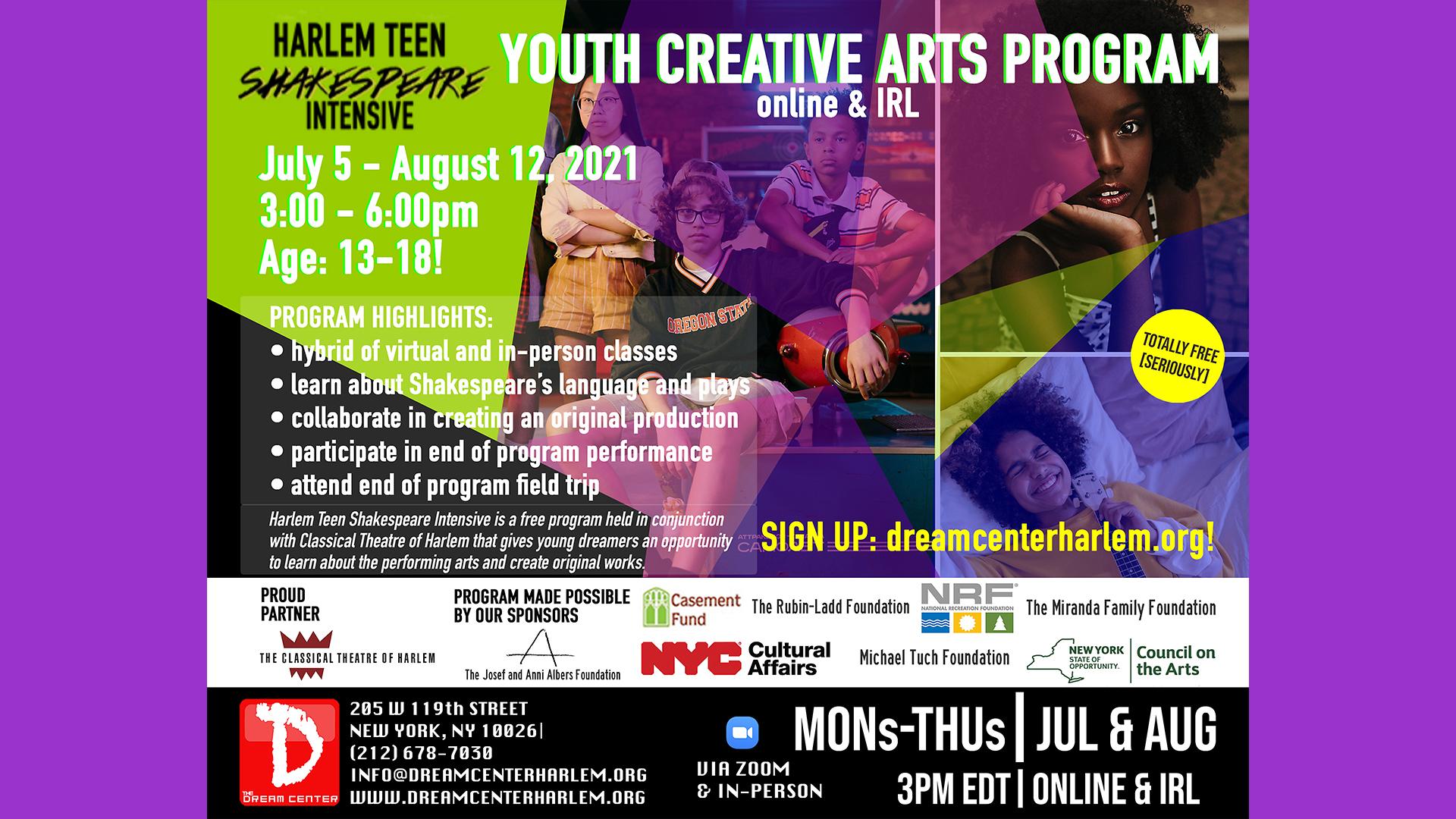Harlem Teen Shakespeare Intensive @ TDC Youth Creative Arts Program