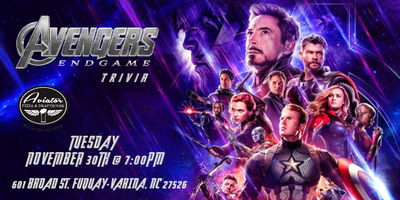 Avengers Endgame Trivia At The Aviator Pizza And Beer Shop Tickets Tue Nov 30 2021 At 7 00 Pm Eventbrite