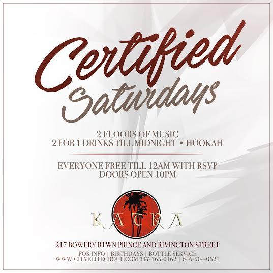 Everyone Free + Open Bar For Certified Saturdays At Katra NYC