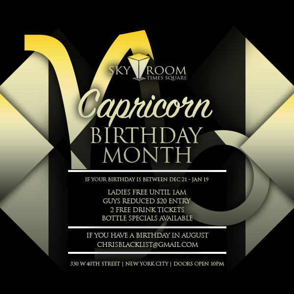 CAPRICORN BIRTHDAY MONTH SKYROOM ROOFTOP FREE The Fun Singles