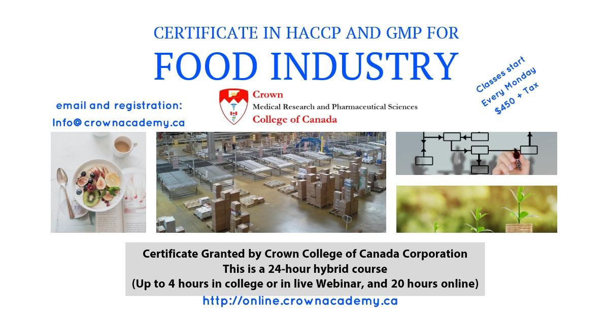 Certificate in HACCP and GMP for the Food Industry