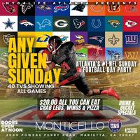 ANY GIVEN SUNDAY NFL DAY PARTY @ MONTICELLO - $20.00 ALL YOU CAN