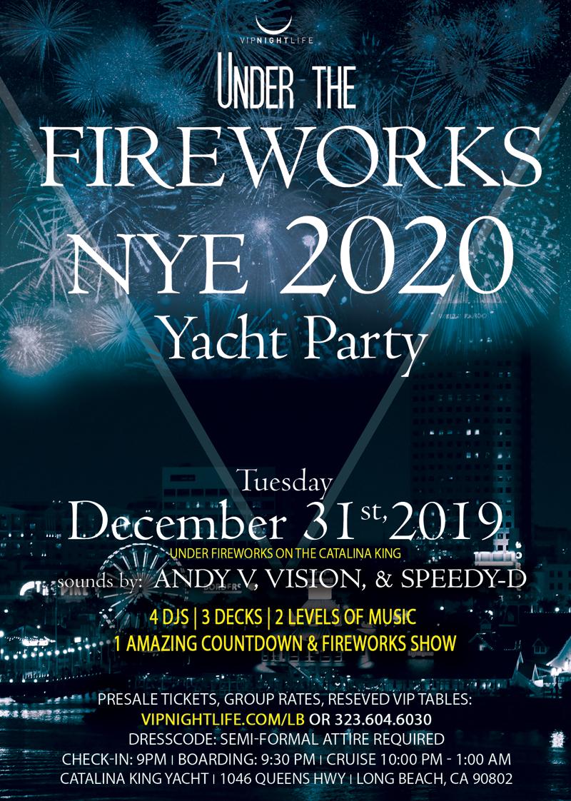 Long Beach Fireworks New Year&#039;s Eve Cruise 2020 - 31 DEC 2019