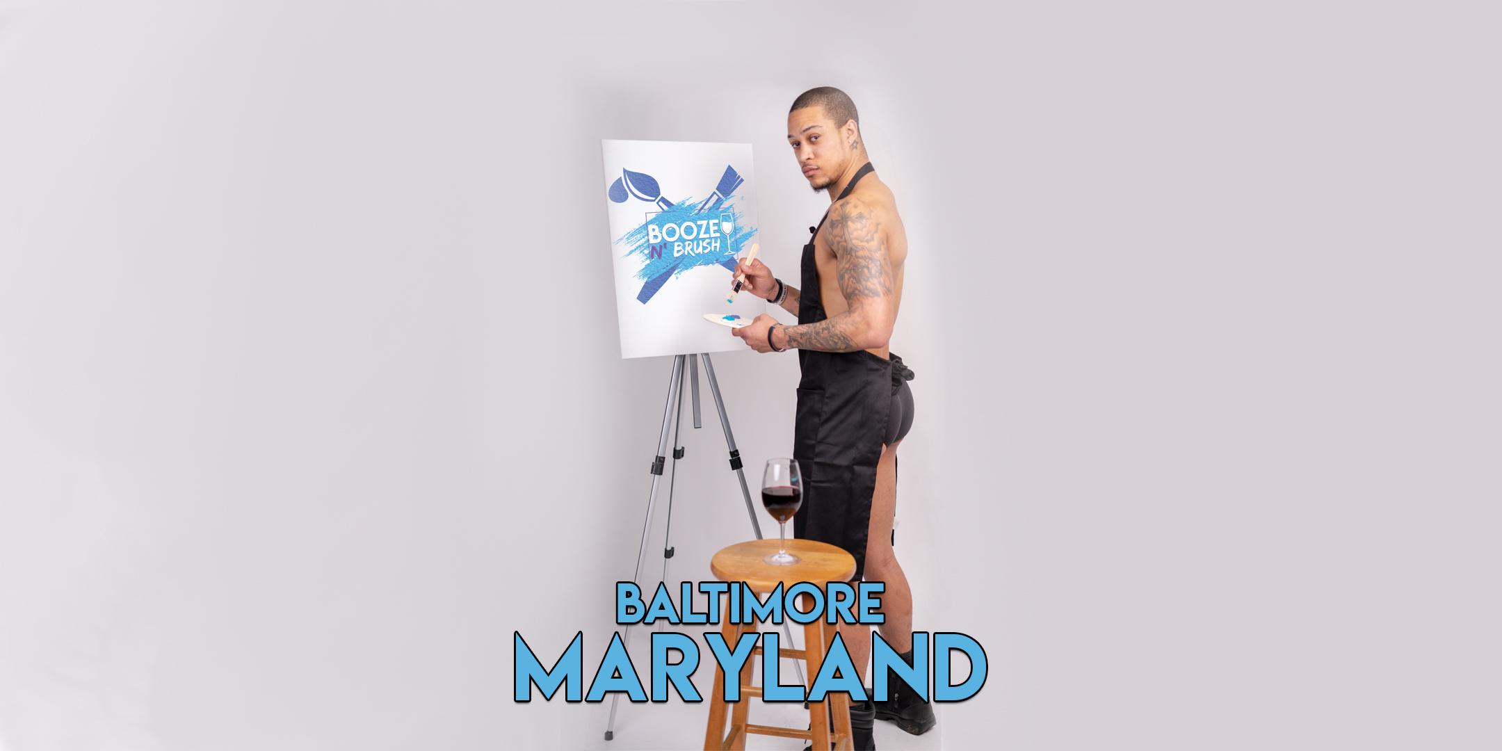Booze N' Brush Next to Naked Sip n' Paint Baltimore MD - Exotic Male Model Painting Event 