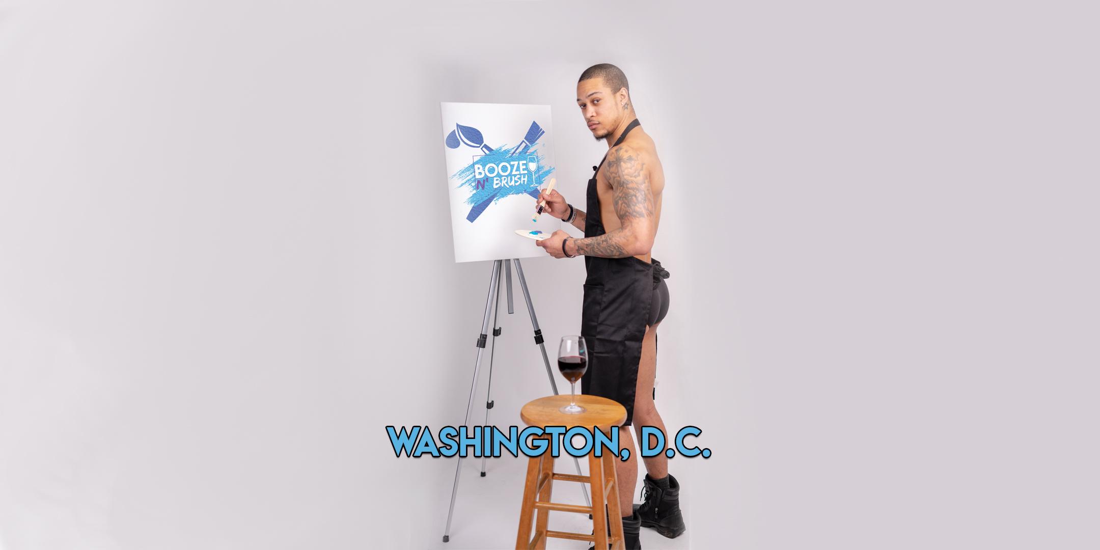 Booze N' Brush Next to Naked Sip n' Paint Washington DC Exotic Male Model Painting Event 