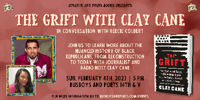 THE GRIFT with Clay Cane, A Busboys and Poets Books Presentation Tickets,  Sun, Feb 4, 2024 at 5:00 PM