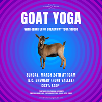 Goat Yoga at B.C. Brewery Tickets, Sun, Mar 24, 2024 at 10:00 AM