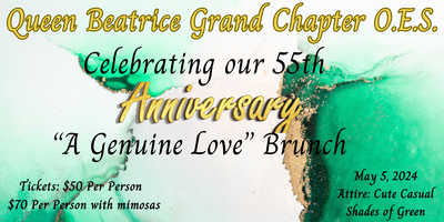 Queen Beatrice Grand Chapter Anniversary Brunch Tickets Sun May