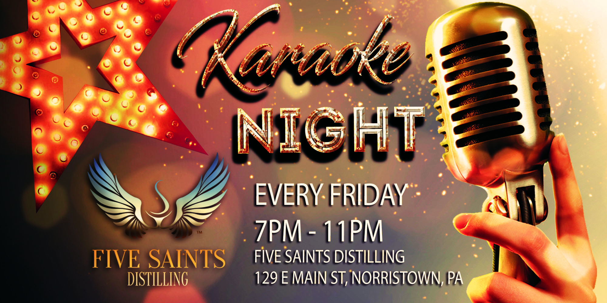 Friday Karaoke at Five Saints Distilling (Norristown Montgomery County, PA)