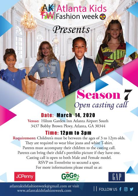 Atlanta Kids Fashion Week Casting Call 14 Mar 2020