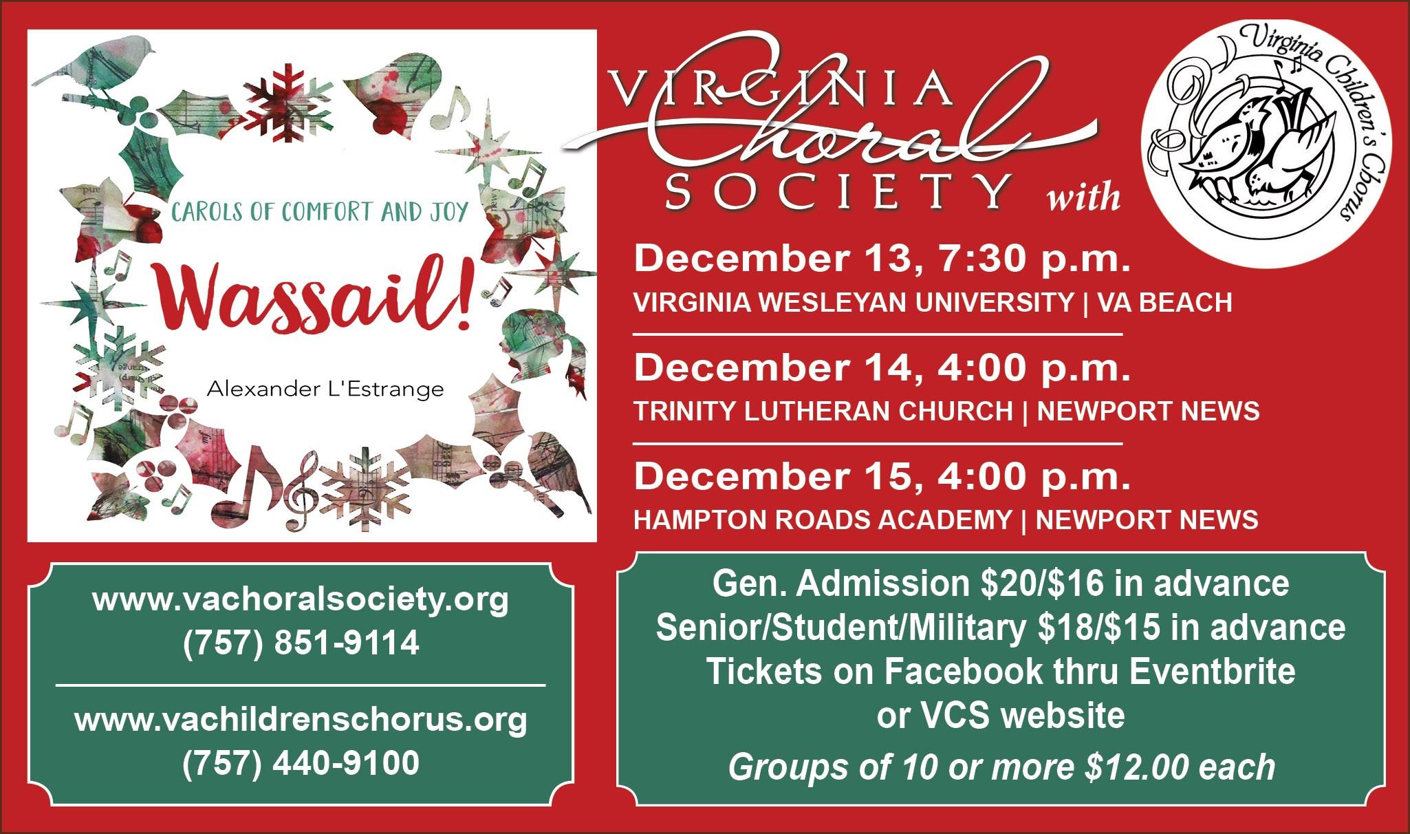 Wassail - Carols of Comfort and Joy! w/ Virginia Children's Chorus