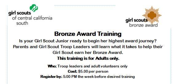 Bronze Award Training (Adults Only) - Madera 