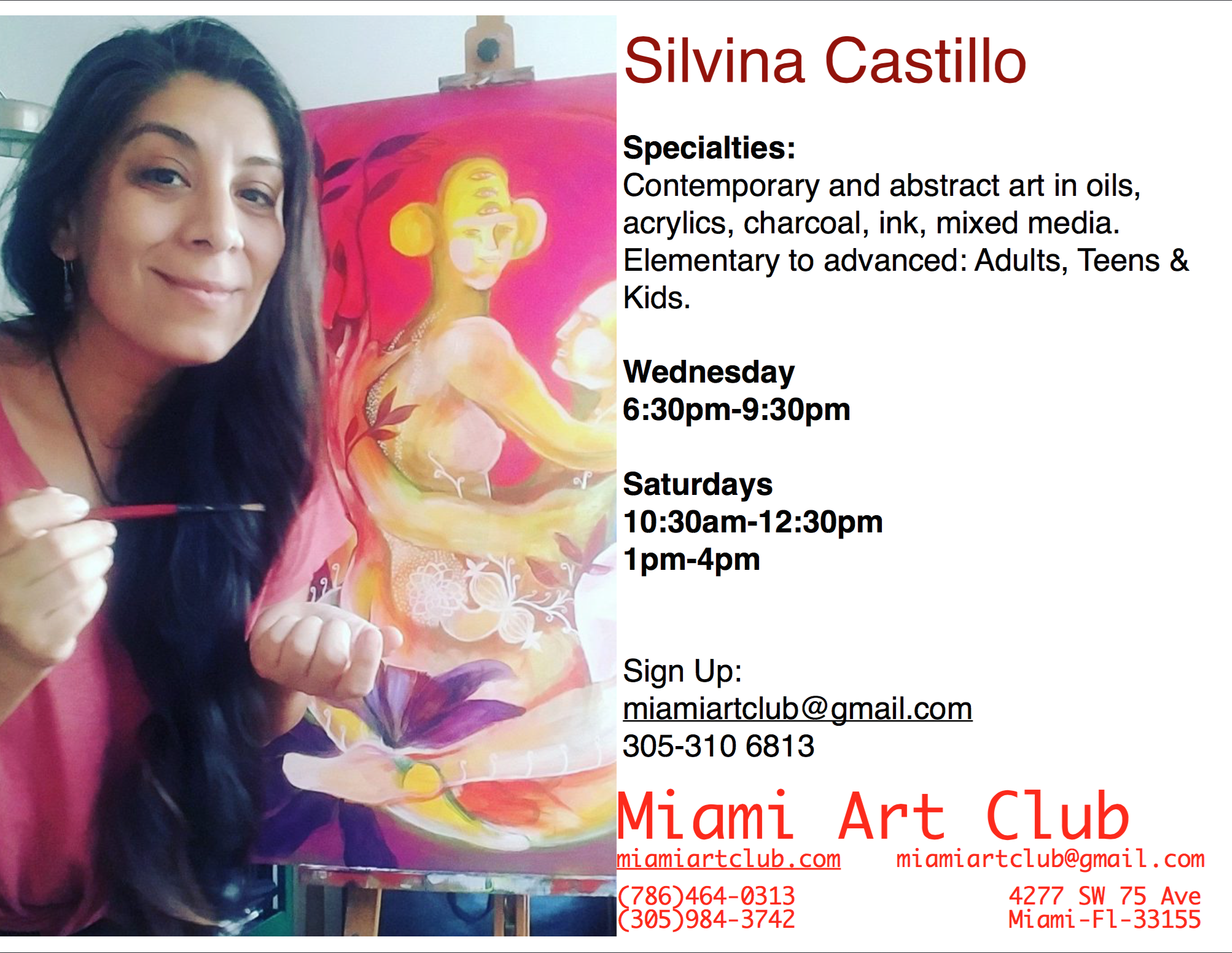 Art Classes, Painting & Drawing with Prof. Silvina Castillo
