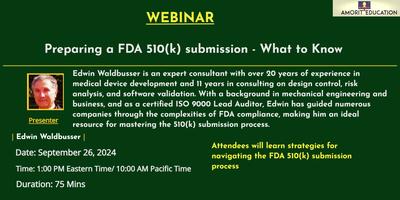 Preparing A Fda 510(k) Submission - What To Know Tickets, Tue, Oct 29 