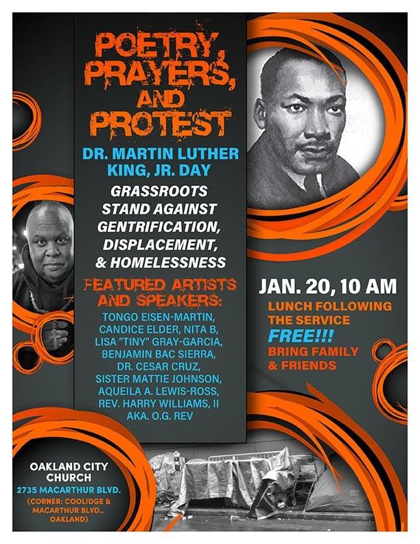 MLK DAY Poetry, Prayers, Protest Against Bay Area Gentrification