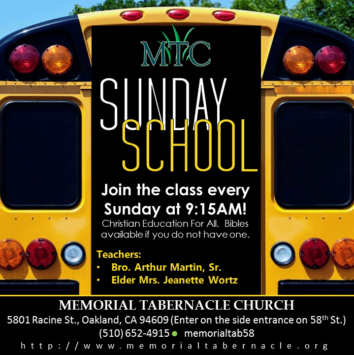 Reaching To Teach: Sunday School (Sundays at 9:15AM)