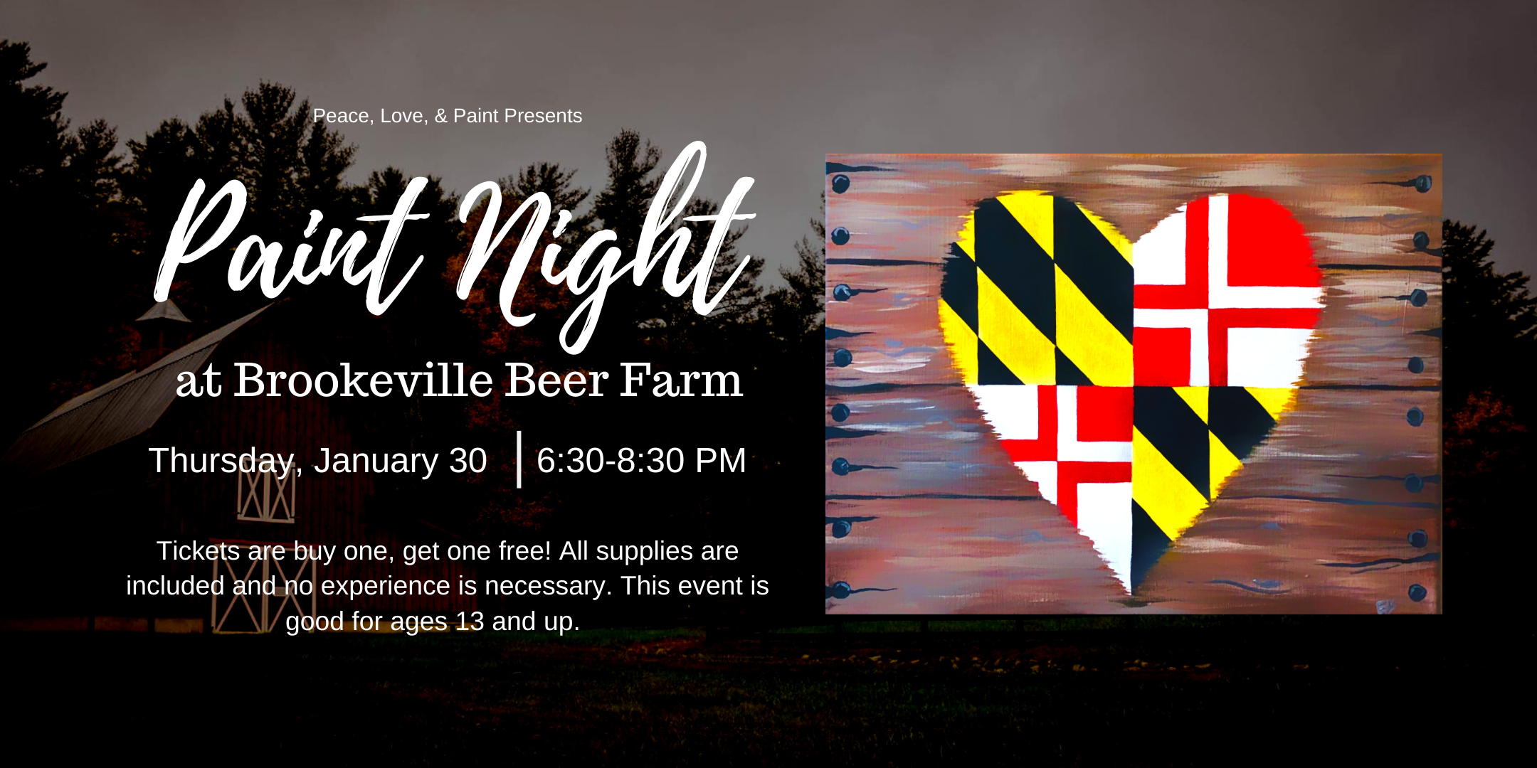Paint Night at Brookeville Beer Farm- Buy One, Get One Free!