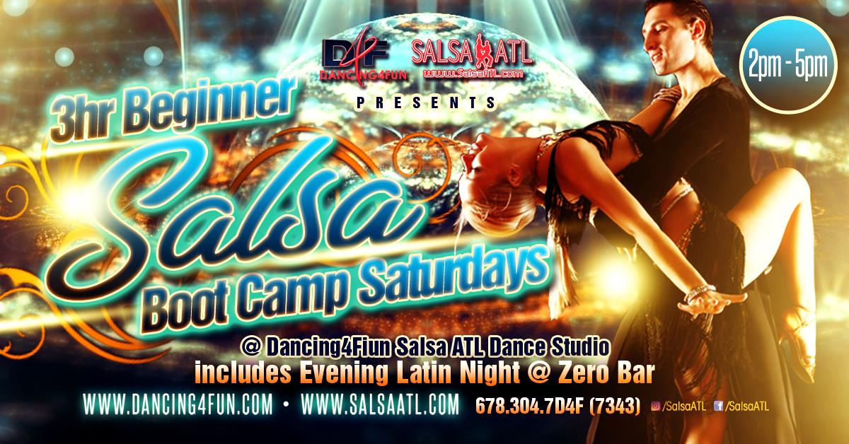 3hr Beginner Salsa Boot Camp @ Dancing4Fun Salsa ATL Studio Saturdays