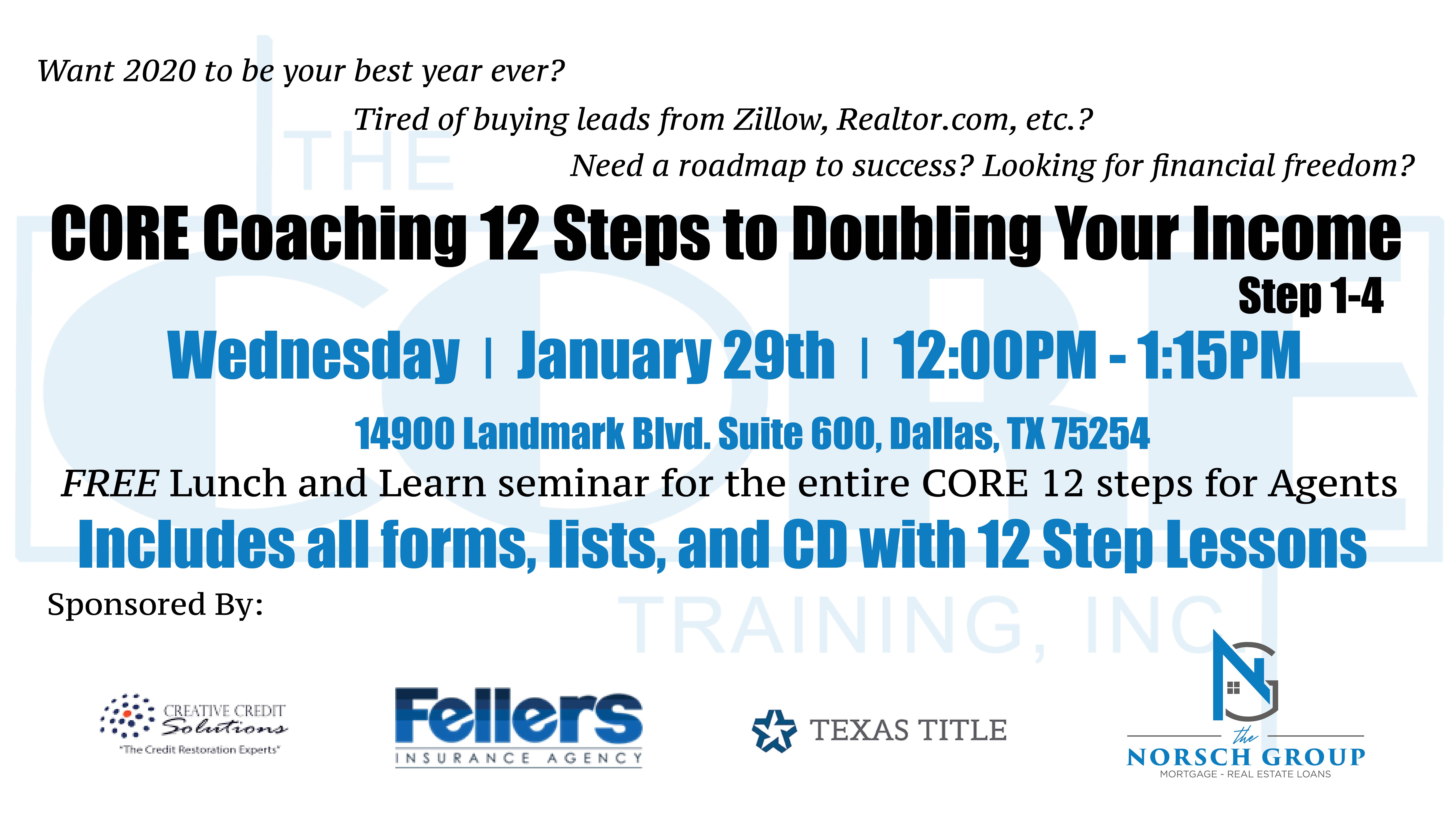 CE Course - CORE Coaching 12 Steps to Doubling Your Income: Steps 1-4