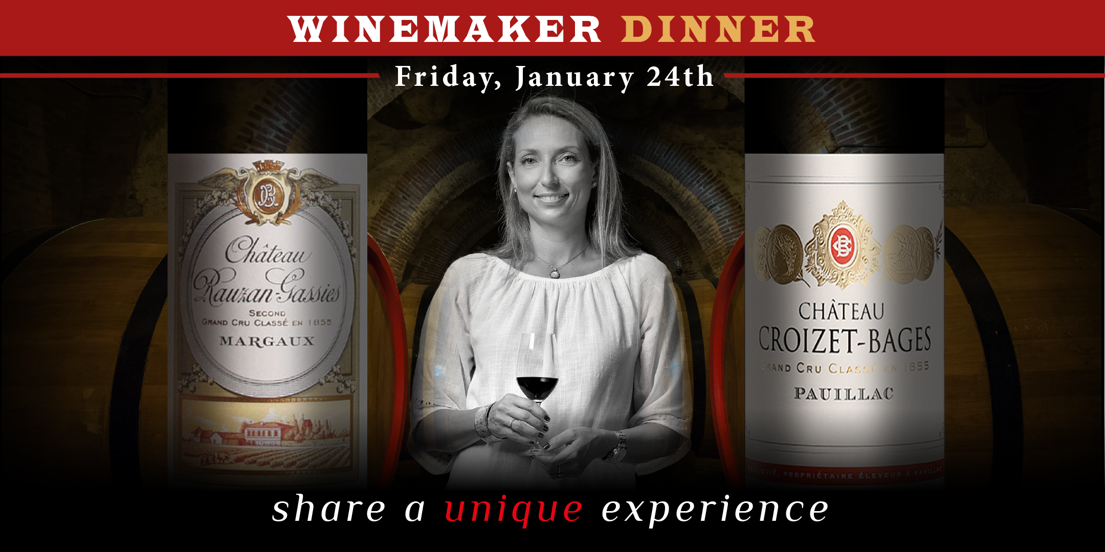 Winemaker Dinner with Anne-Francoise Quie, owner of 2 Grand Crus Classes