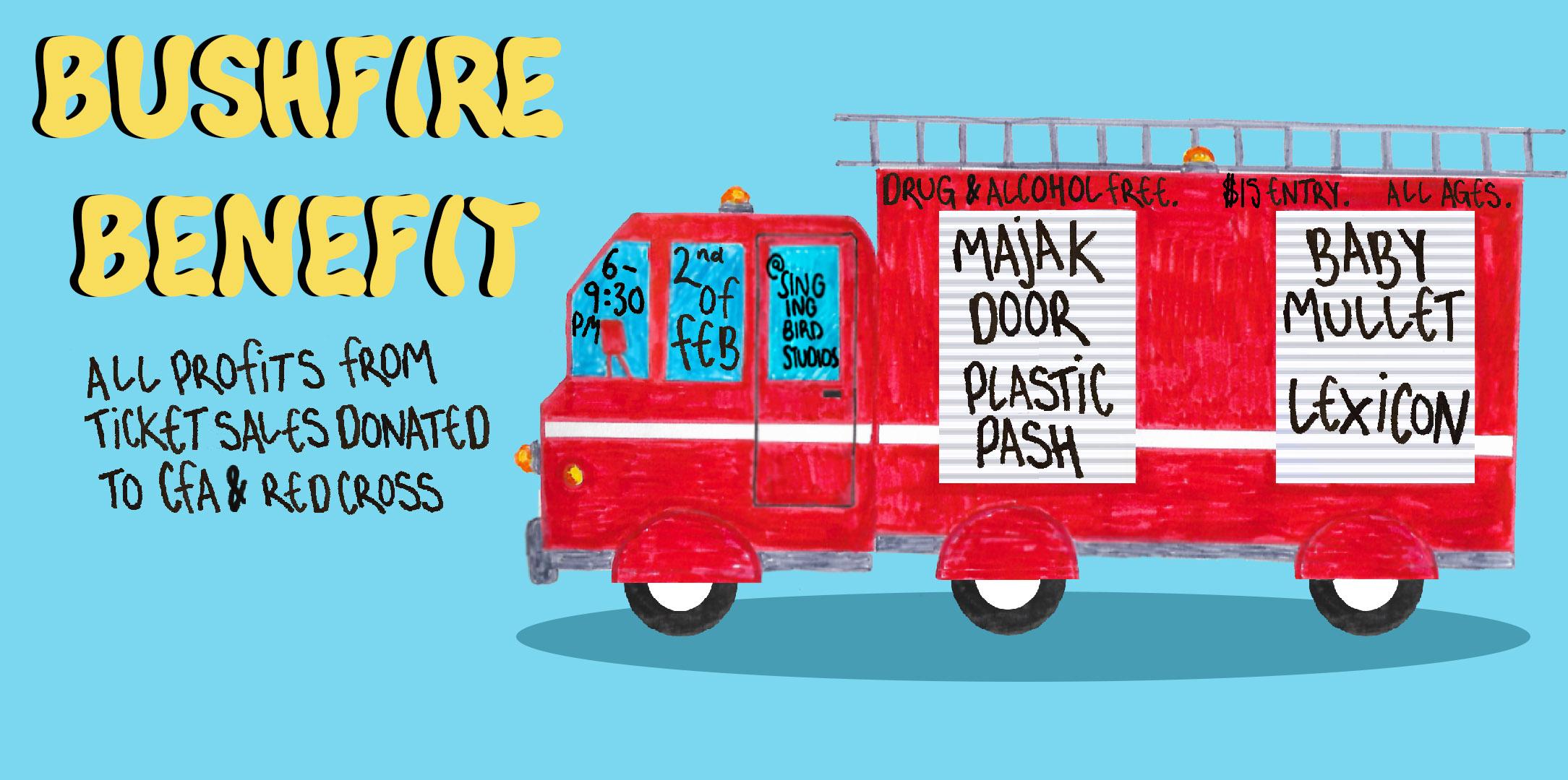 BUSHFIRE BENEFIT: MAJAK DOOR, PLASTIC PASH, BABY MULLET, AND LEXICON