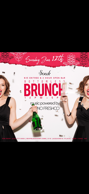 2hr Bottomless Party Brunch at Le Souk (Saturday)