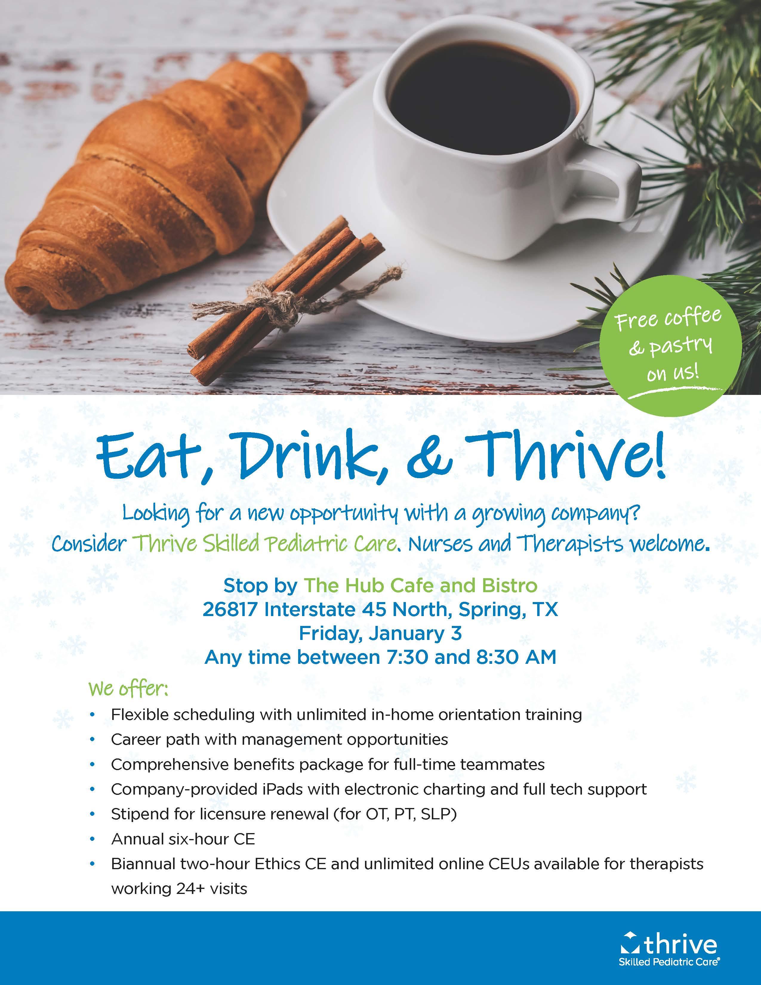Eat, Drink and THRIVE (For all nurses and therapists)