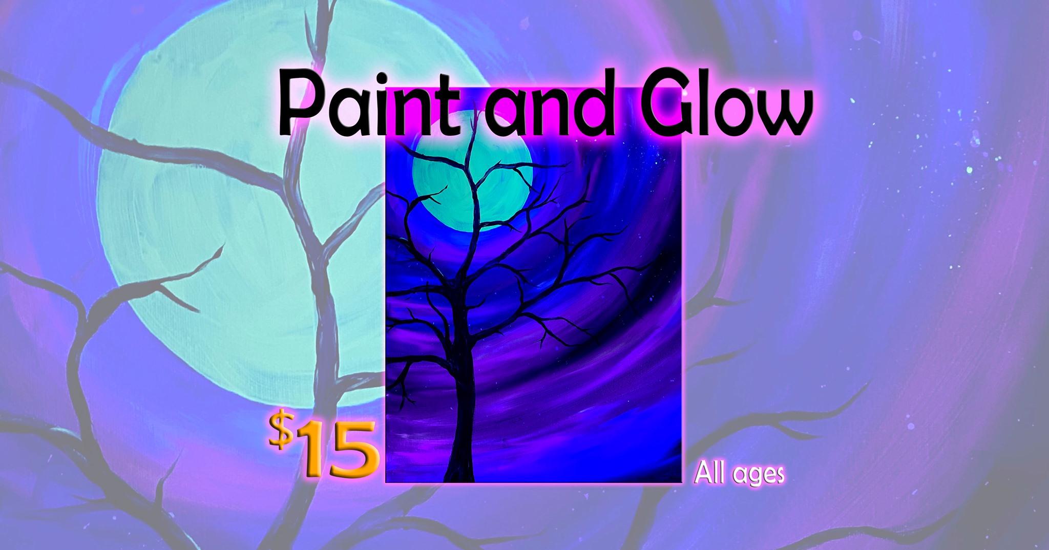 February Moon painting for all ages under black light