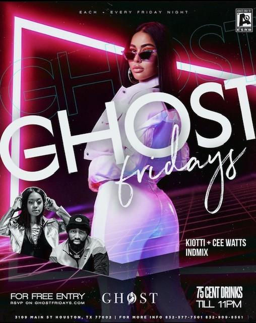 Ghost Fridays | .75Cent Drinks Til 11pm + Free Cajun Pasta Til 11pm