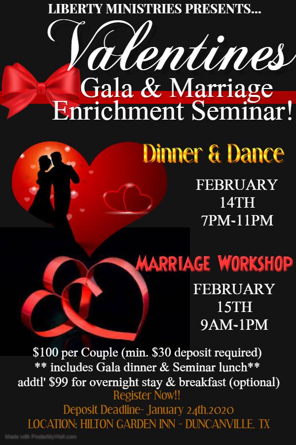 Valentine Dinner Feb 14th And Marriage Enrichment Seminar Feb