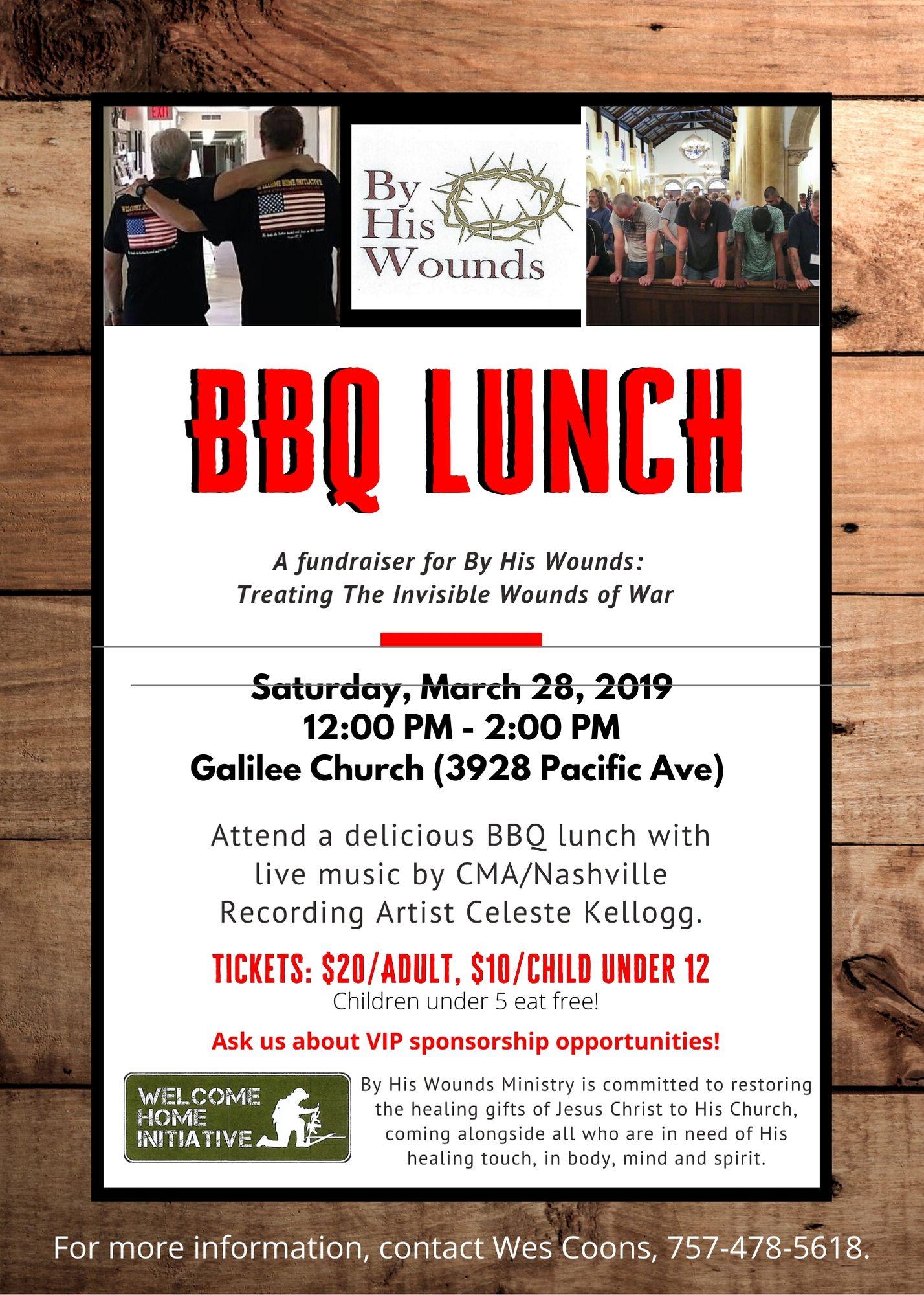 BBQ Lunch - A Fundraiser for By His Wounds
