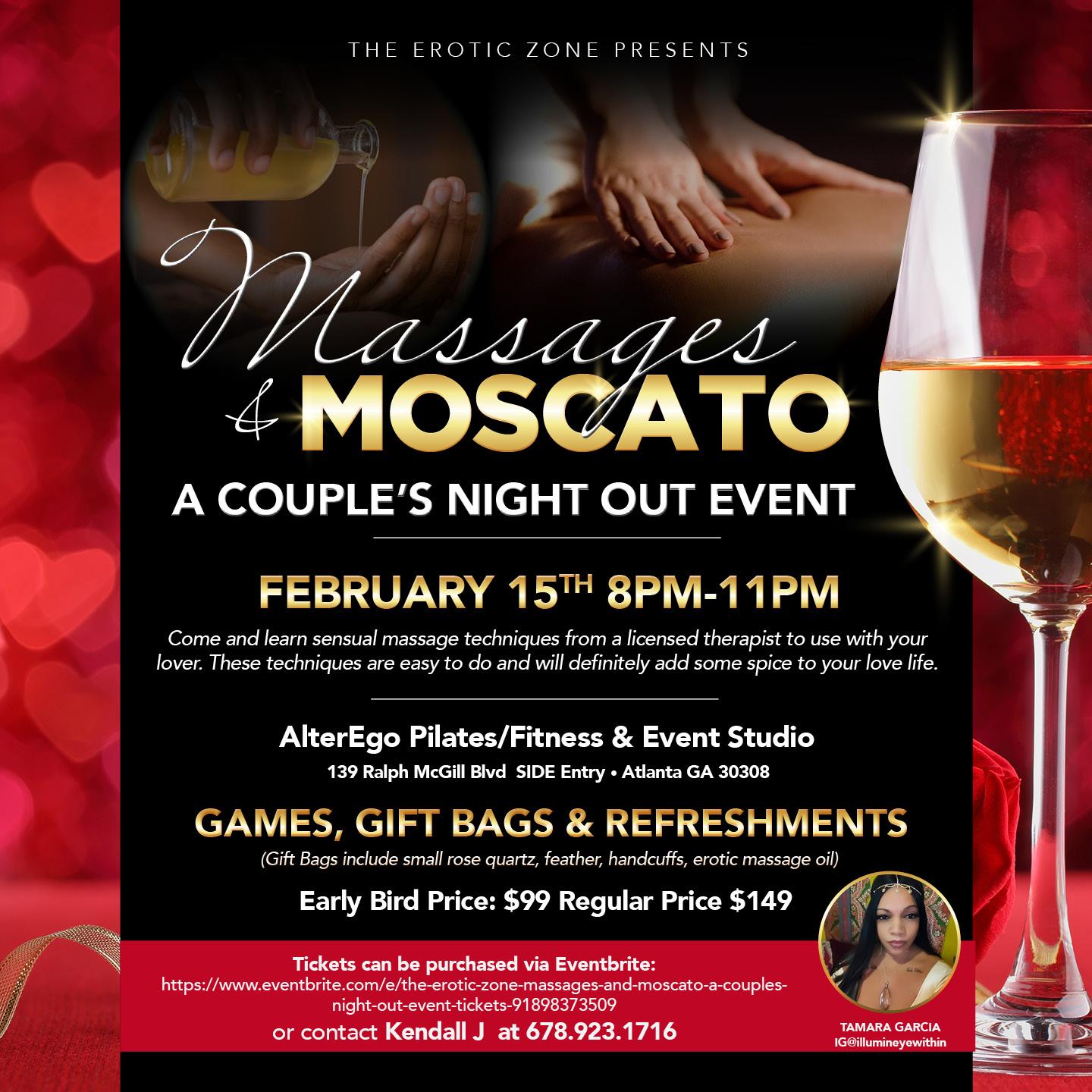 The Erotic Zone (Massages and Moscato) | A Couples Night Out Event - 15 FEB  2020