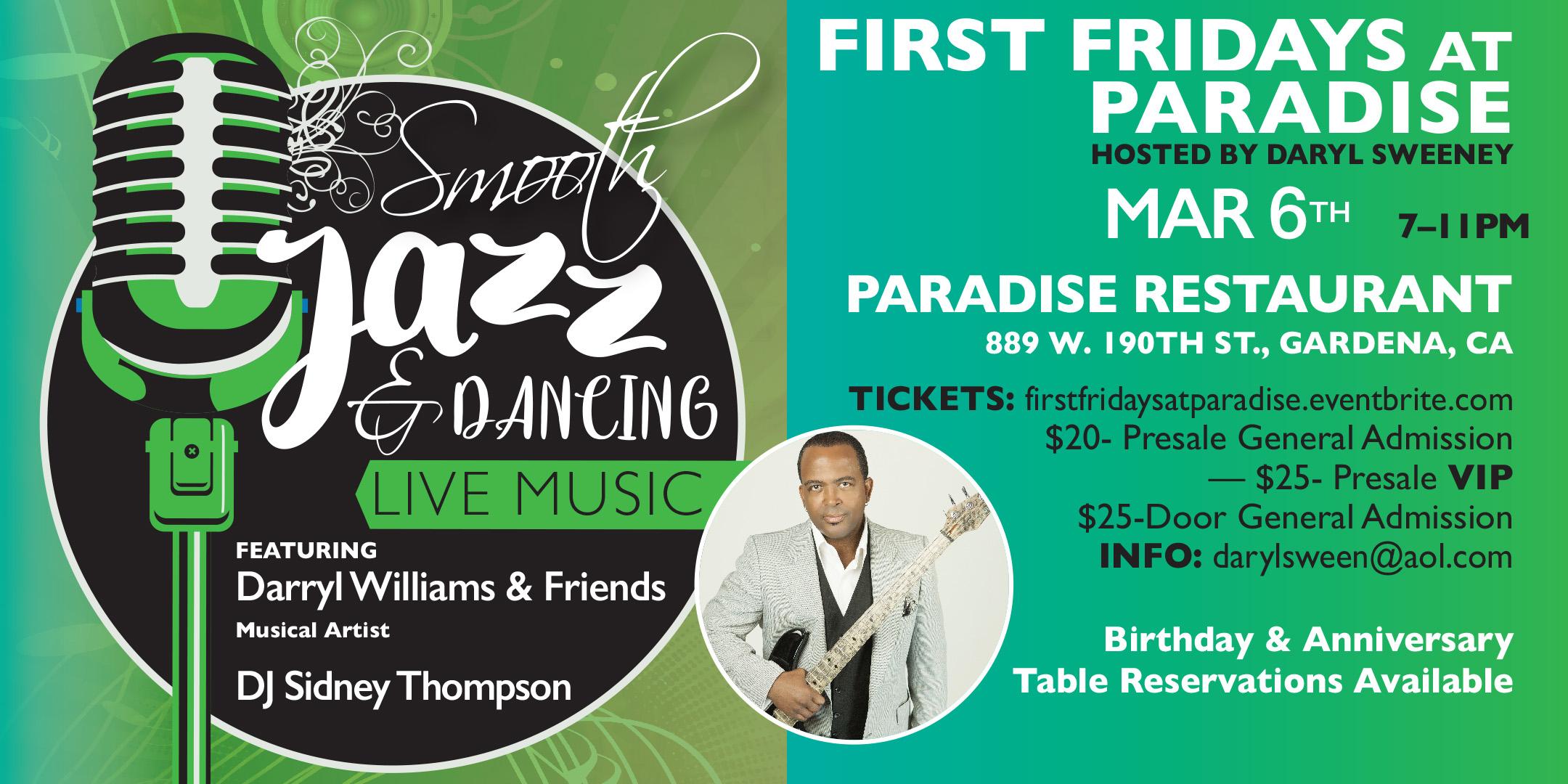 First Fridays at Paradise-Smooth Jazz & Dancing