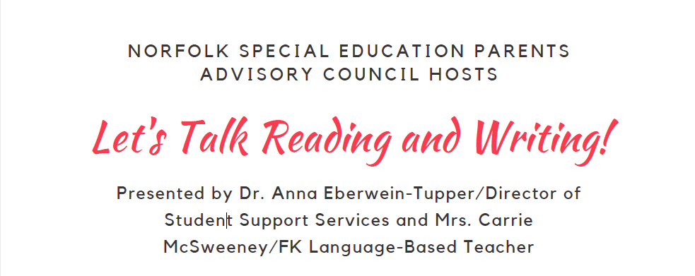 Let's Talk Reading and Writing with the Norfolk Special Ed Staff