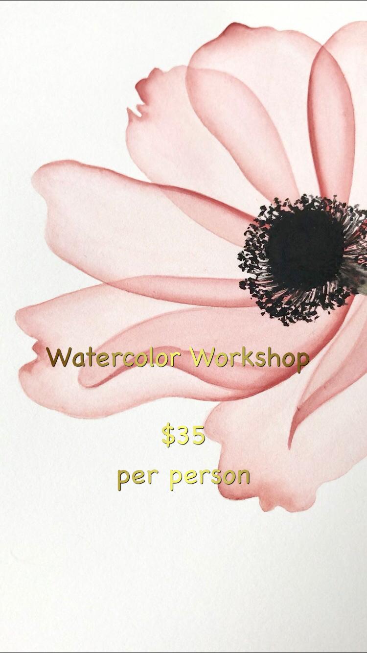 Watercolor Workshop - Transparent Flowers. Jersey City, NJ.
