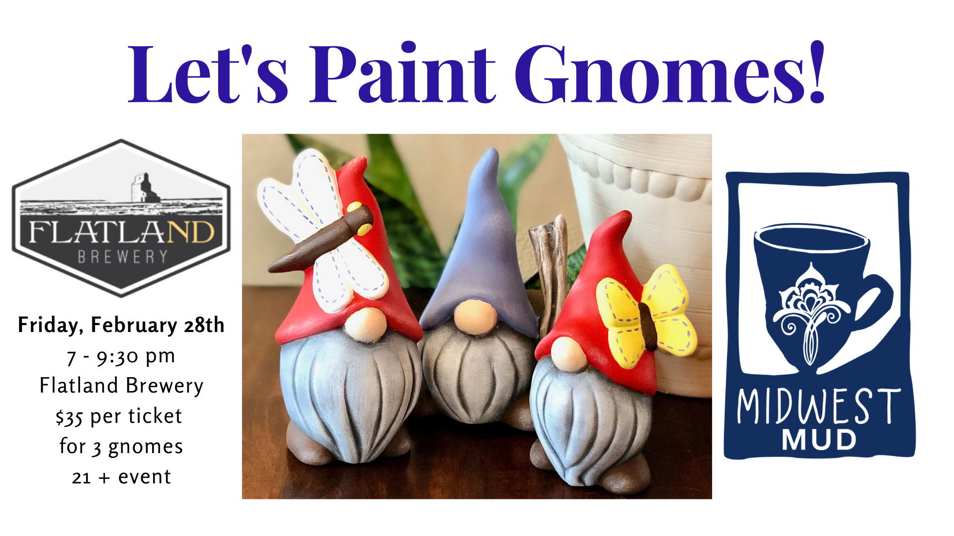 Let's Paint Gnomes at Flatland Brewery - February!