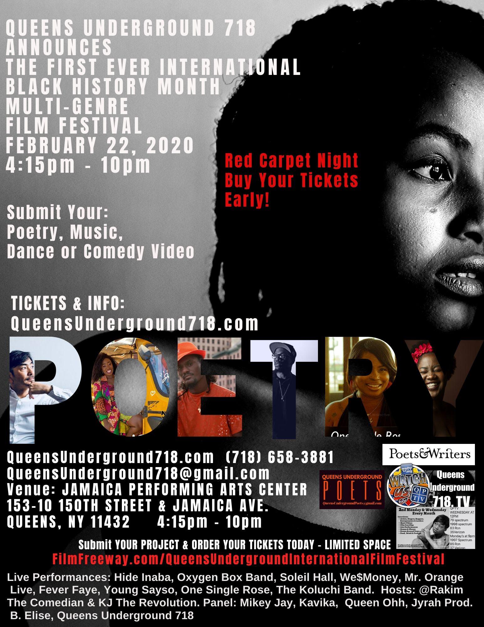 Film Festival Black History Month Shorts, Music, Poetry, Live Performances