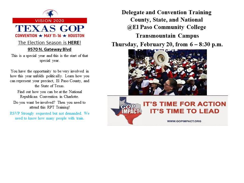 El Paso Delegate and Convention Training: County, State, and National