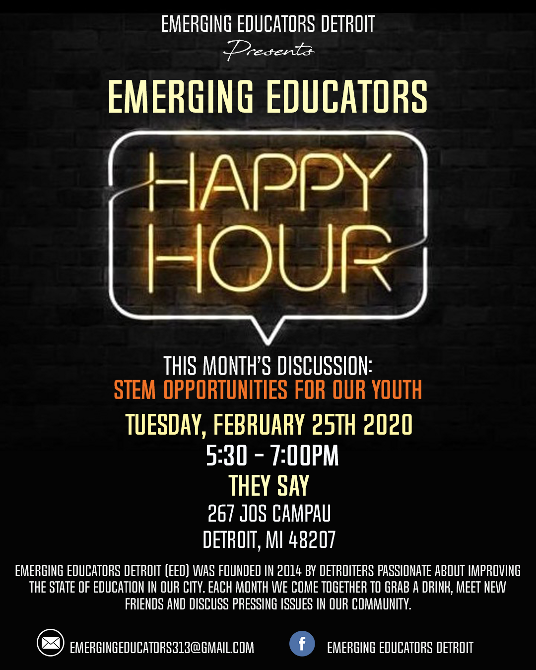 Emerging Educators Happy Hour - Stem Opportunities