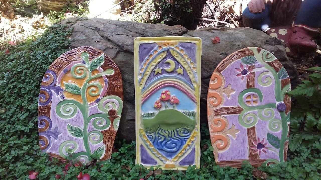 Intro to hand build pottery for kids - Fairy & Elf Tree Stump doors