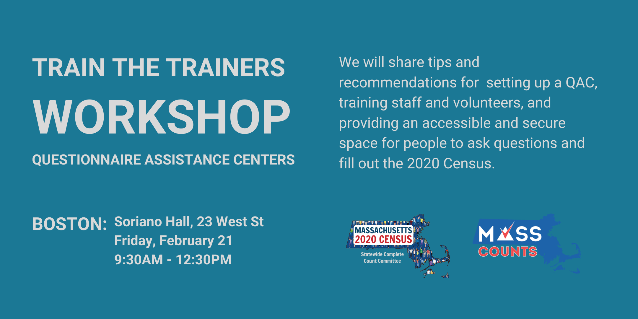 Train the Trainers Workshop for Questionnaire Assistance Centers