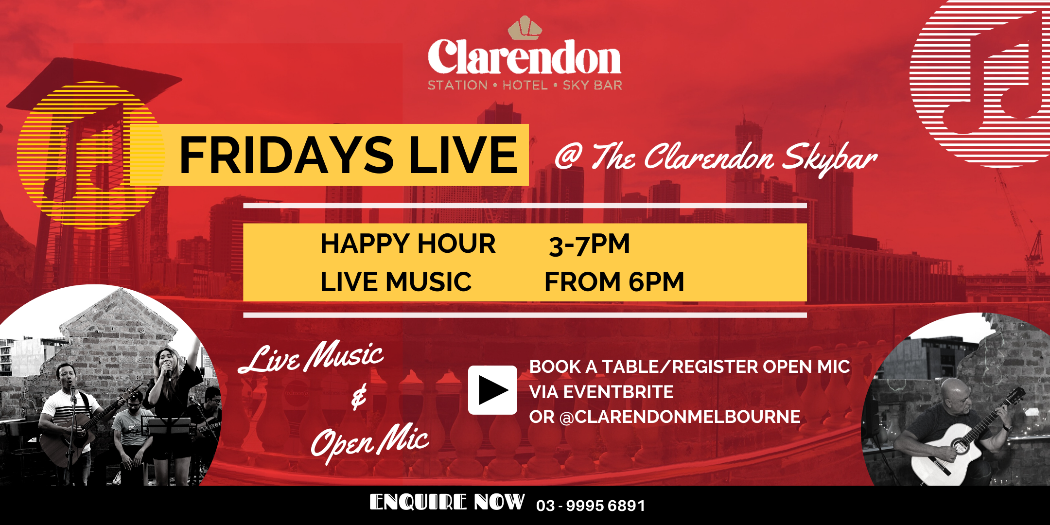 Friday Live Music @ The Clarendon Rooftop